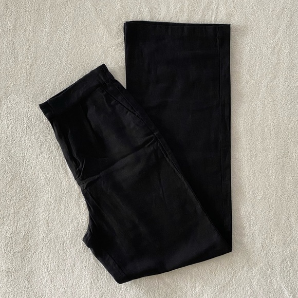 Black Linen Blend Trousers - Picture 2 of 9